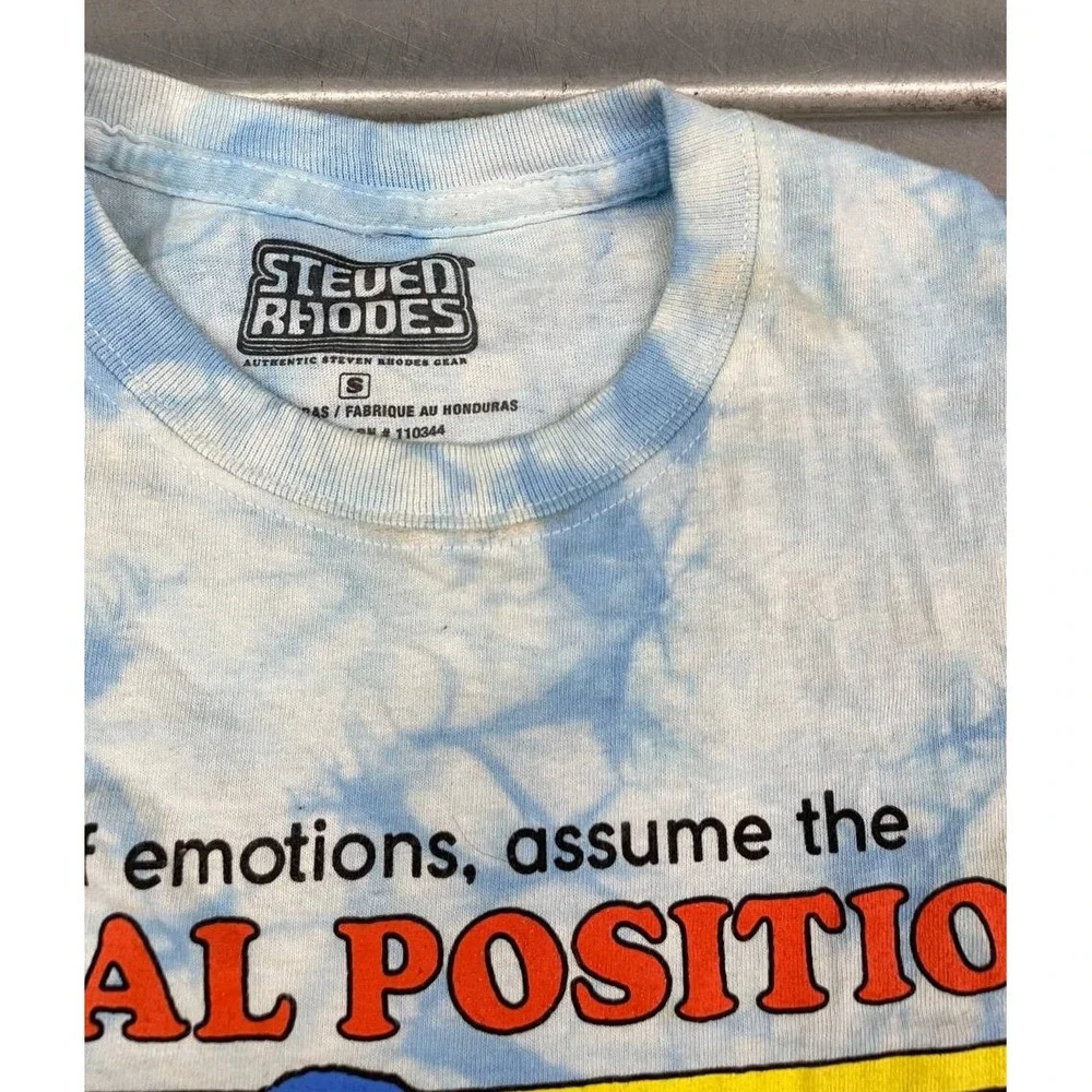 Steven Rhodes Coping Mechanism TShirt Size Small‎ Blue Tie Dye Fetal Position